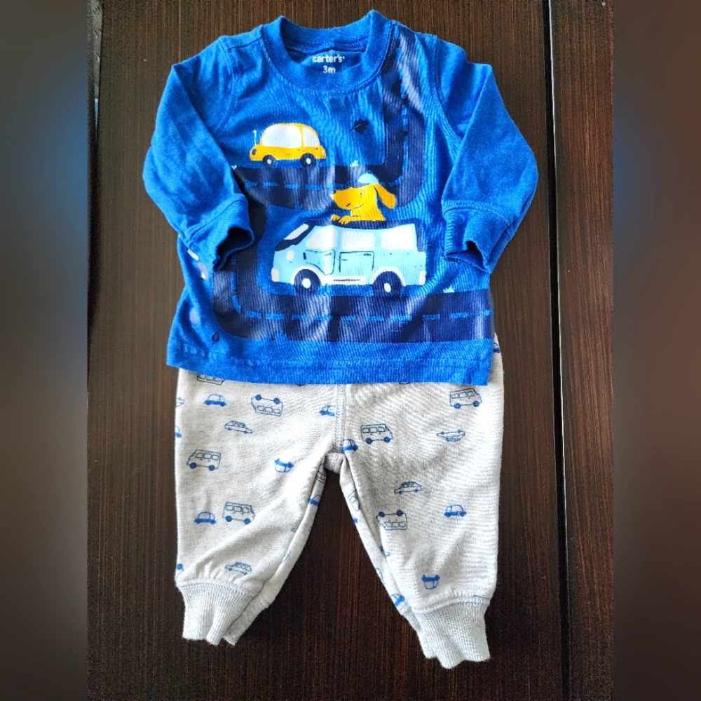 Carter's - Driving Dog Long Sleeve Tee & Car Print Jogger Pants Set in size 3m